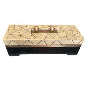 Maitland-Smith Large Stone Box Felt Interior Copper Handle